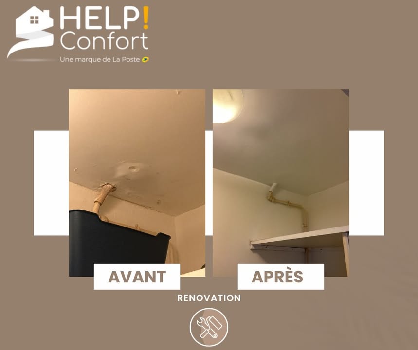 Cellier – Travaux de plafond : réparation & peinture de finition — intervention HELP Confort à Saint-Omer