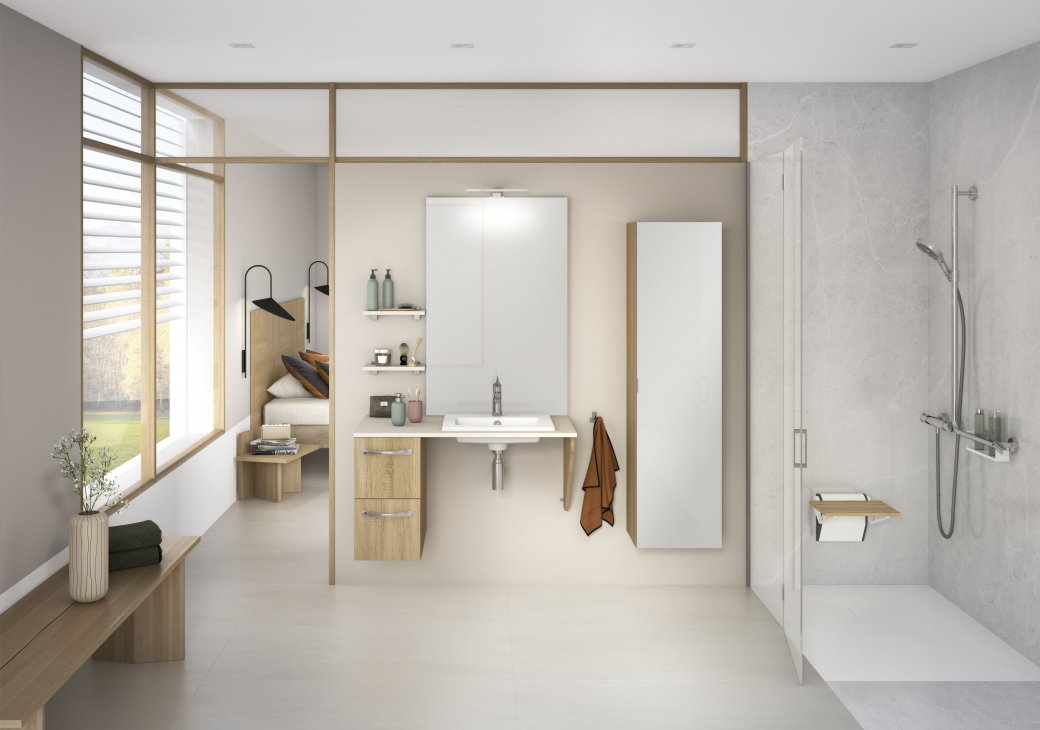Salle de bain PMR adaptée